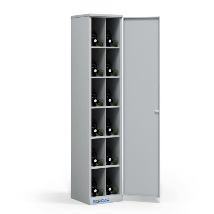 Металлический шкаф для хранения 12 противогазов ХПГ-12, с дверью Металлический шкаф для хранения 12 противогазов ХПГ-12, с дверью