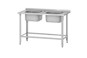 Ванна моечная цельнотянутая ВМЦп - 1500x700x860 Profi Inox, 2 м/о 500x500x300, борт, отв. д/смесит.