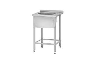 Ванна моечная цельнотянутая ВМЦн - 600x700x860 Norma Inox, 1 м/о 400x500x250, борт, отв. д/смесит., экран (ножка угловая)