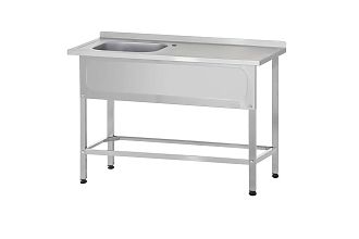 Ванна с рабочей поверхностью РПЦп - 1200x700x860 Profi Inox левая, 1 м/о 400x500x250, борт, отв. д/смесит.