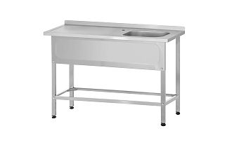 Ванна с рабочей поверхностью РПЦп - 1200x700x860 Profi Inox правая, 1 м/о 500x500x300, борт, отв. д/смесит.